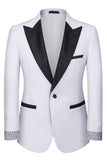 Men's Black Peaked Lapel Beaded 3 Pieces Wedding Suits