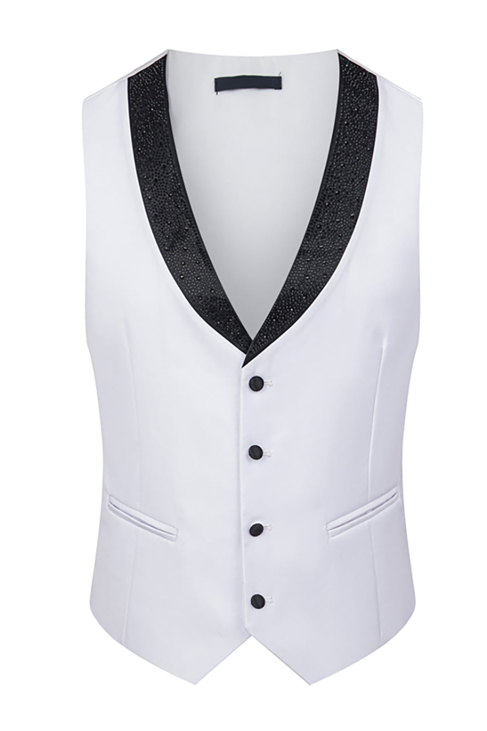 Men's Black Peaked Lapel Beaded 3 Pieces Wedding Suits