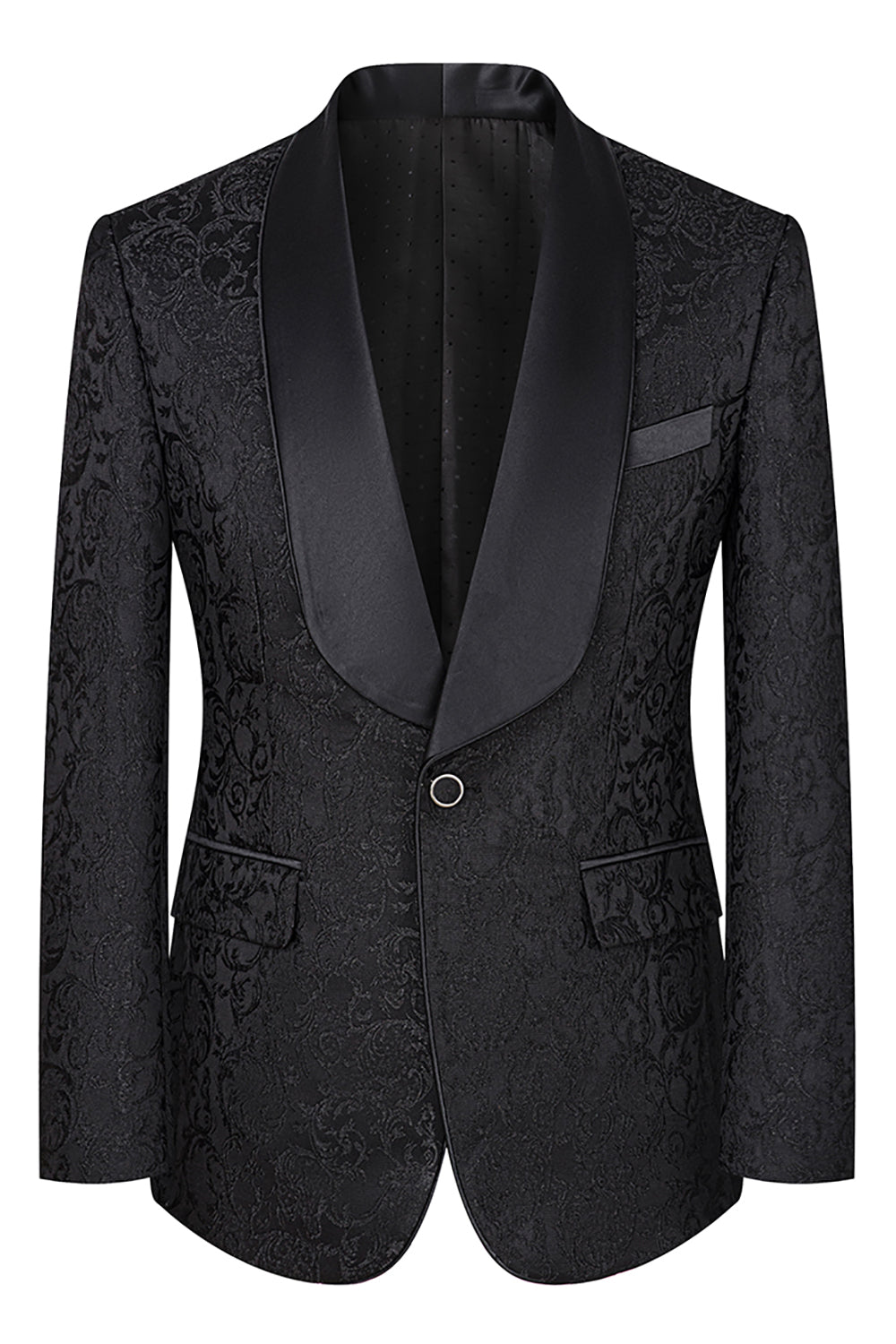 Dark Green Jacquard Shawl Lapel 3 Pieces Prom Suits