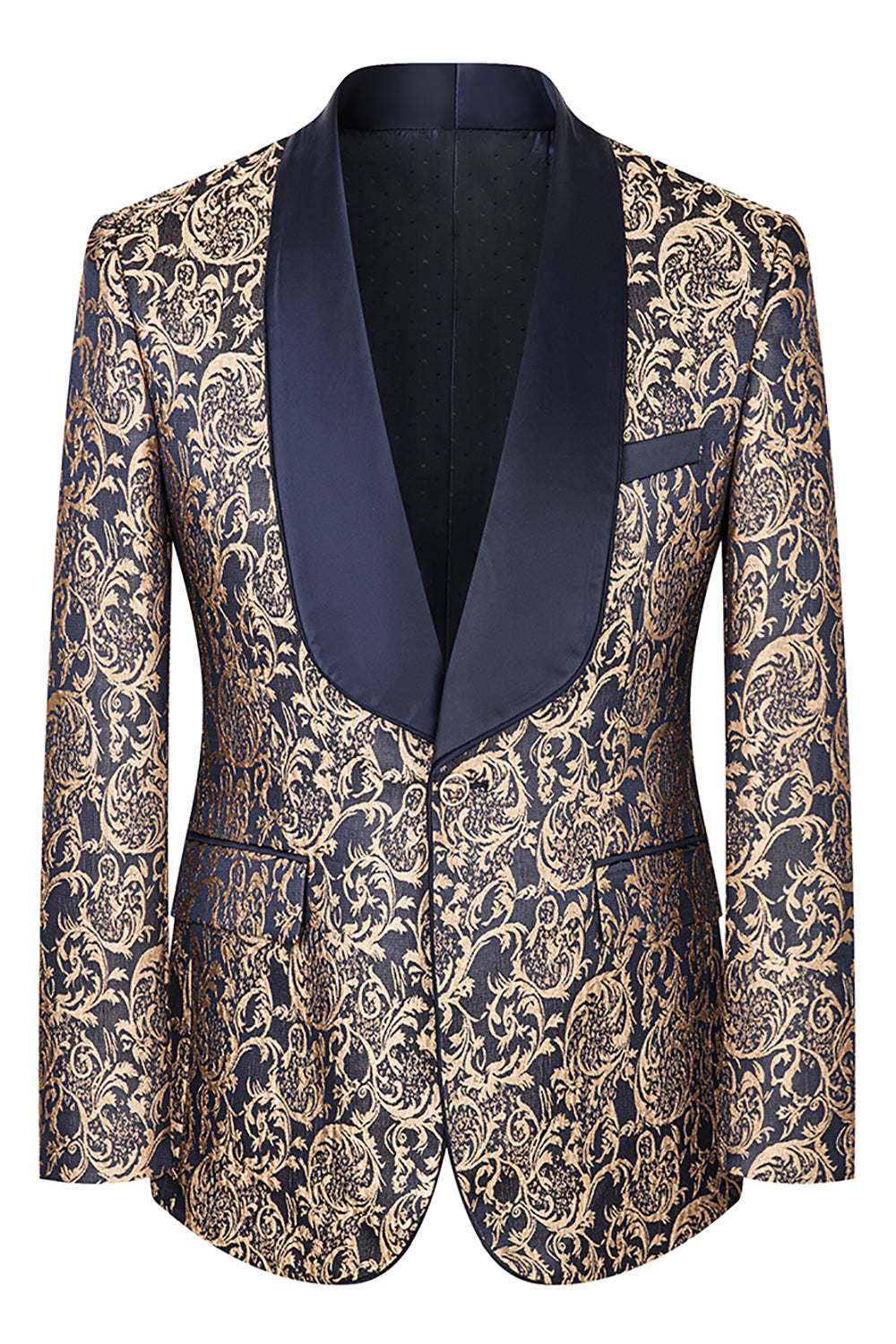 Dark Green Jacquard Shawl Lapel 3 Pieces Prom Suits