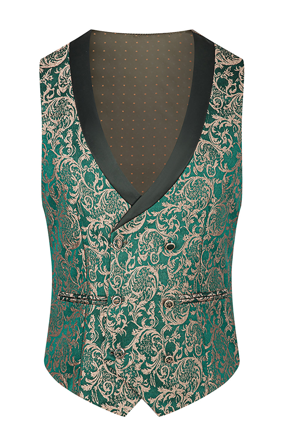 Dark Green Jacquard Shawl Lapel 3 Pieces Prom Suits