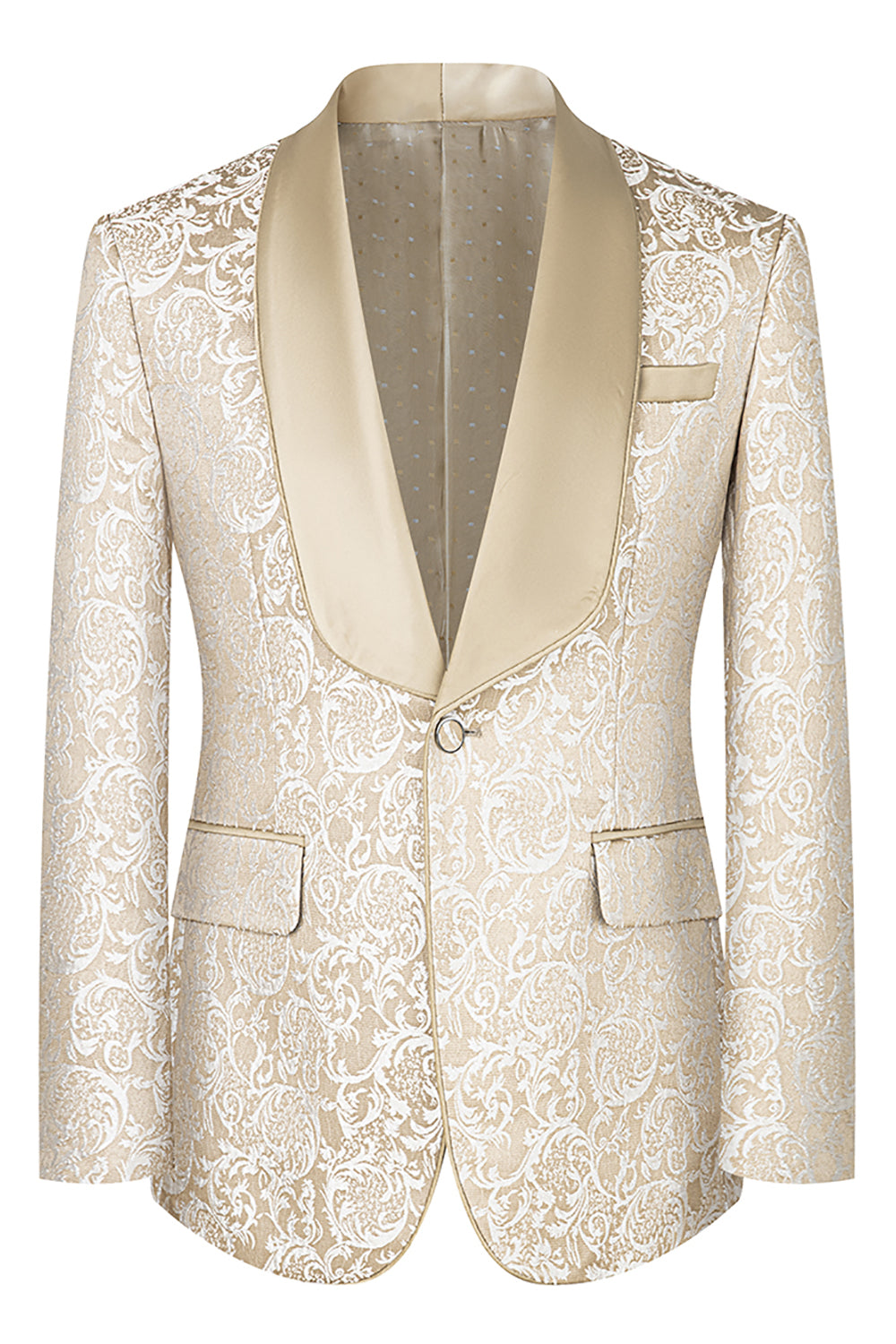 Dark Green Jacquard Shawl Lapel 3 Pieces Prom Suits