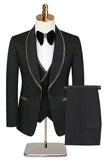 Jacquard Black Shawl Lapel 3 Pieces Prom Suits