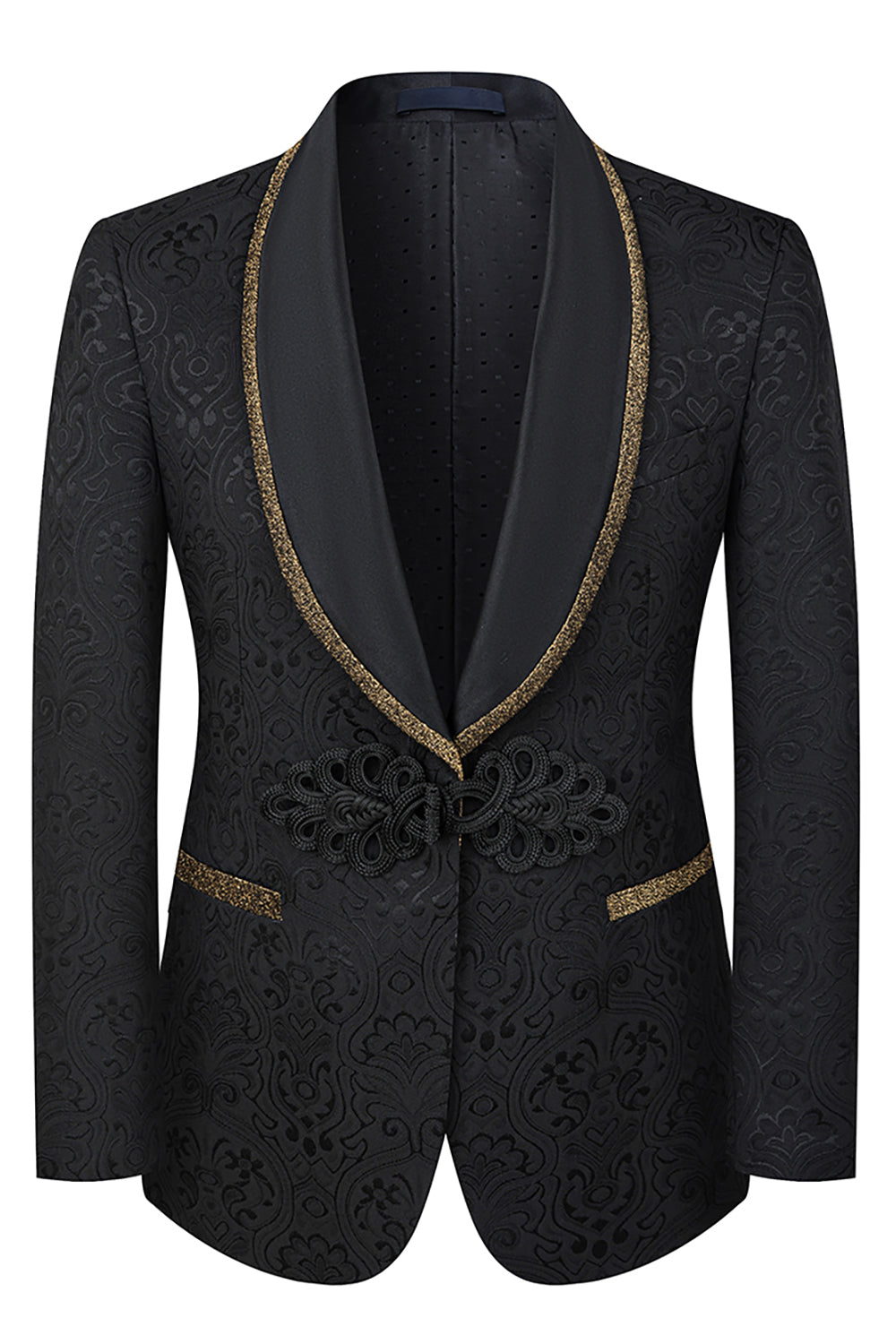 Jacquard Black Shawl Lapel 3 Pieces Prom Suits