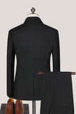 Black Notched Lapel 3 Pieces Slim Fit Men's Suits