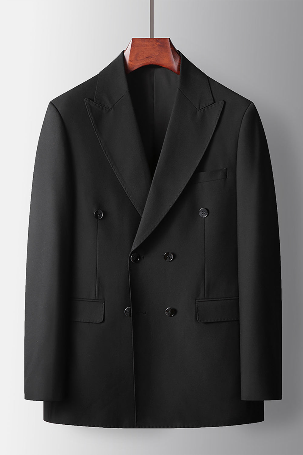 Peak Lapel Black 2 Pieces Men's Formal Suits