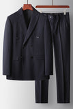 Navy Peak Lapel 2 Pieces Men's Formal Suits