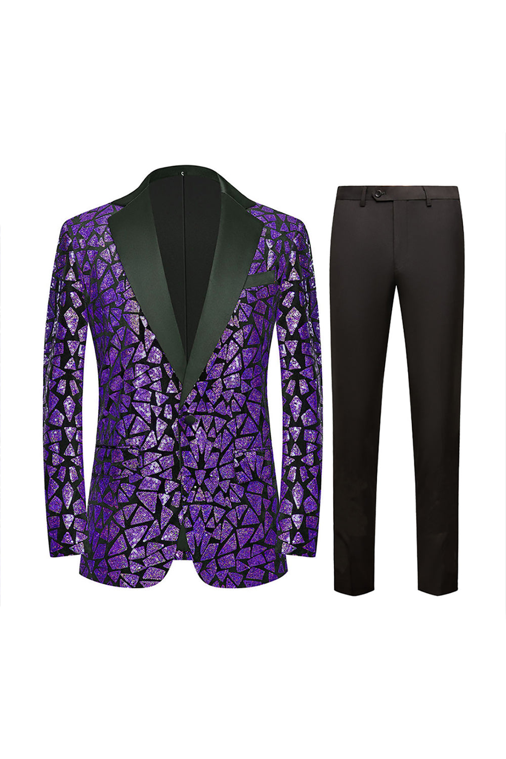 Sparkly White Floral 2 Pieces Notched Lapel Prom Suits