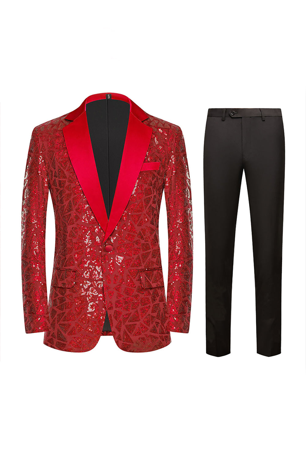 Sparkly White Floral 2 Pieces Notched Lapel Prom Suits