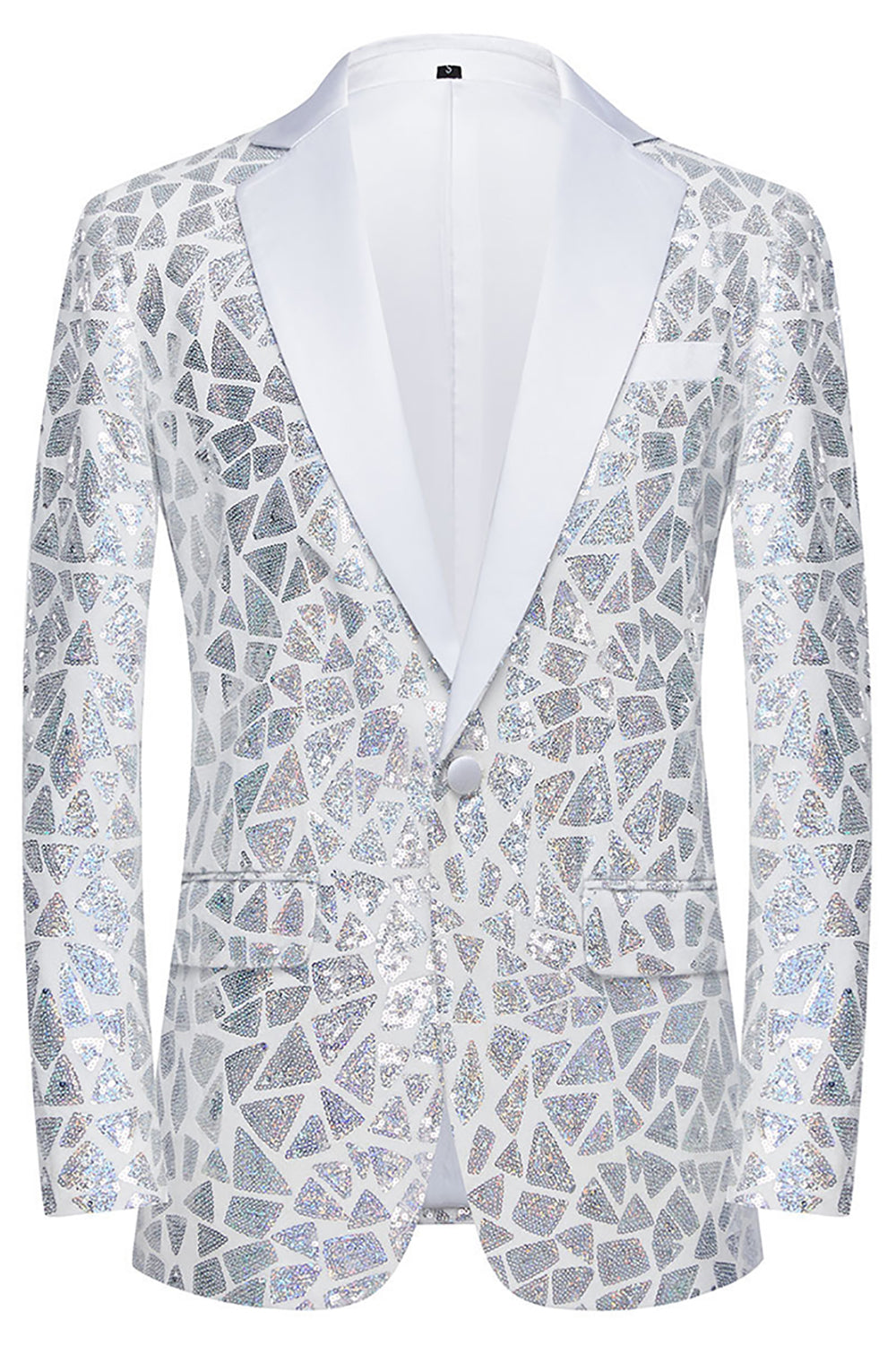 Sparkly White Floral 2 Pieces Notched Lapel Prom Suits