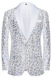 Sparkly White Floral 2 Pieces Notched Lapel Prom Suits