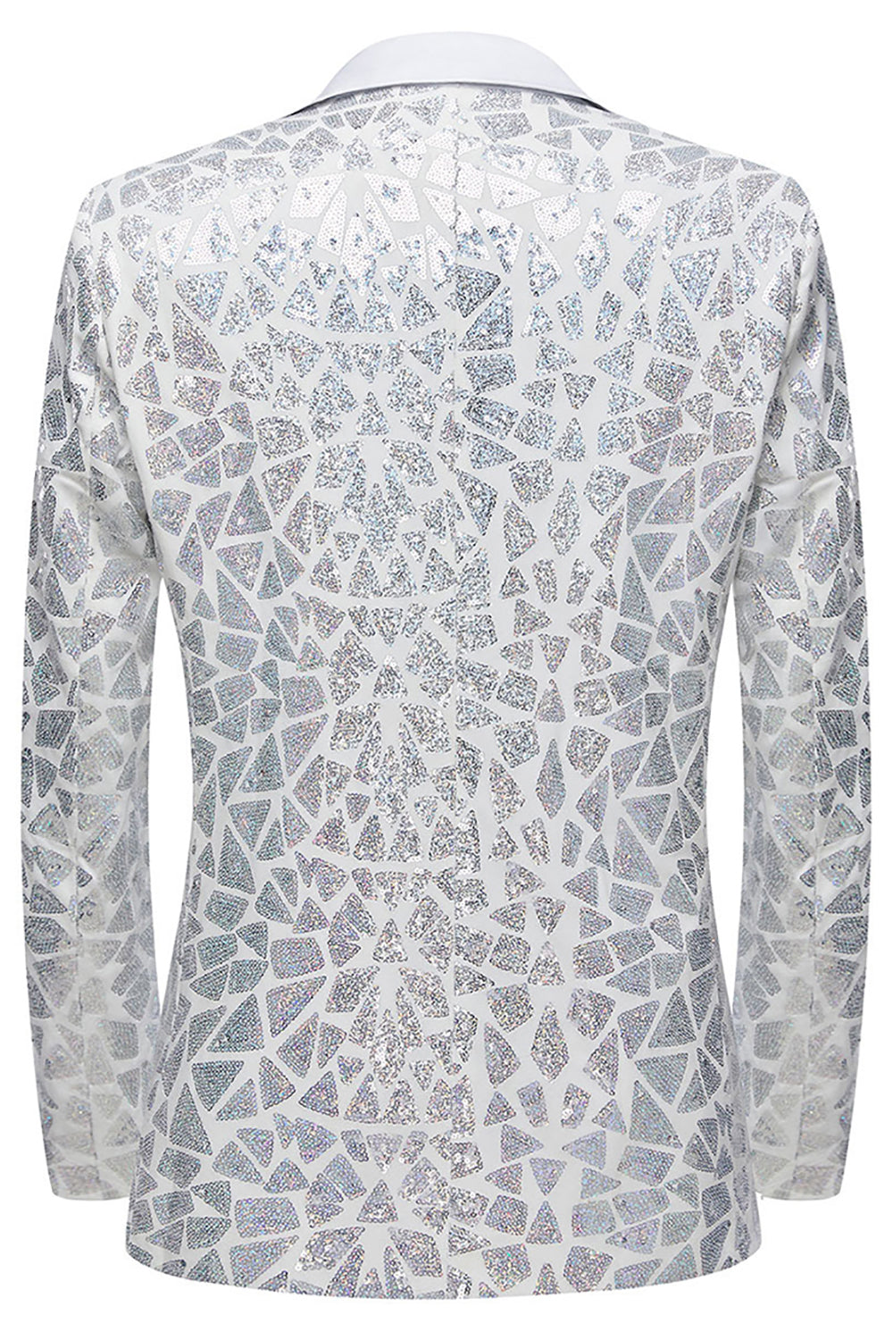 Sparkly White Floral 2 Pieces Notched Lapel Prom Suits