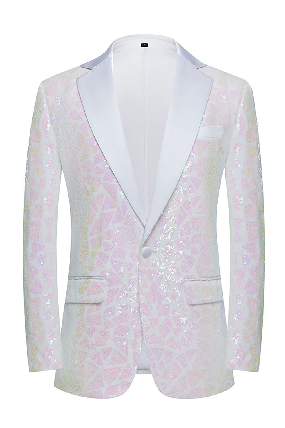 Sparkly White Floral 2 Pieces Notched Lapel Prom Suits