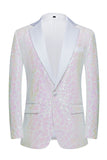 Sparkly White Floral 2 Pieces Notched Lapel Prom Suits
