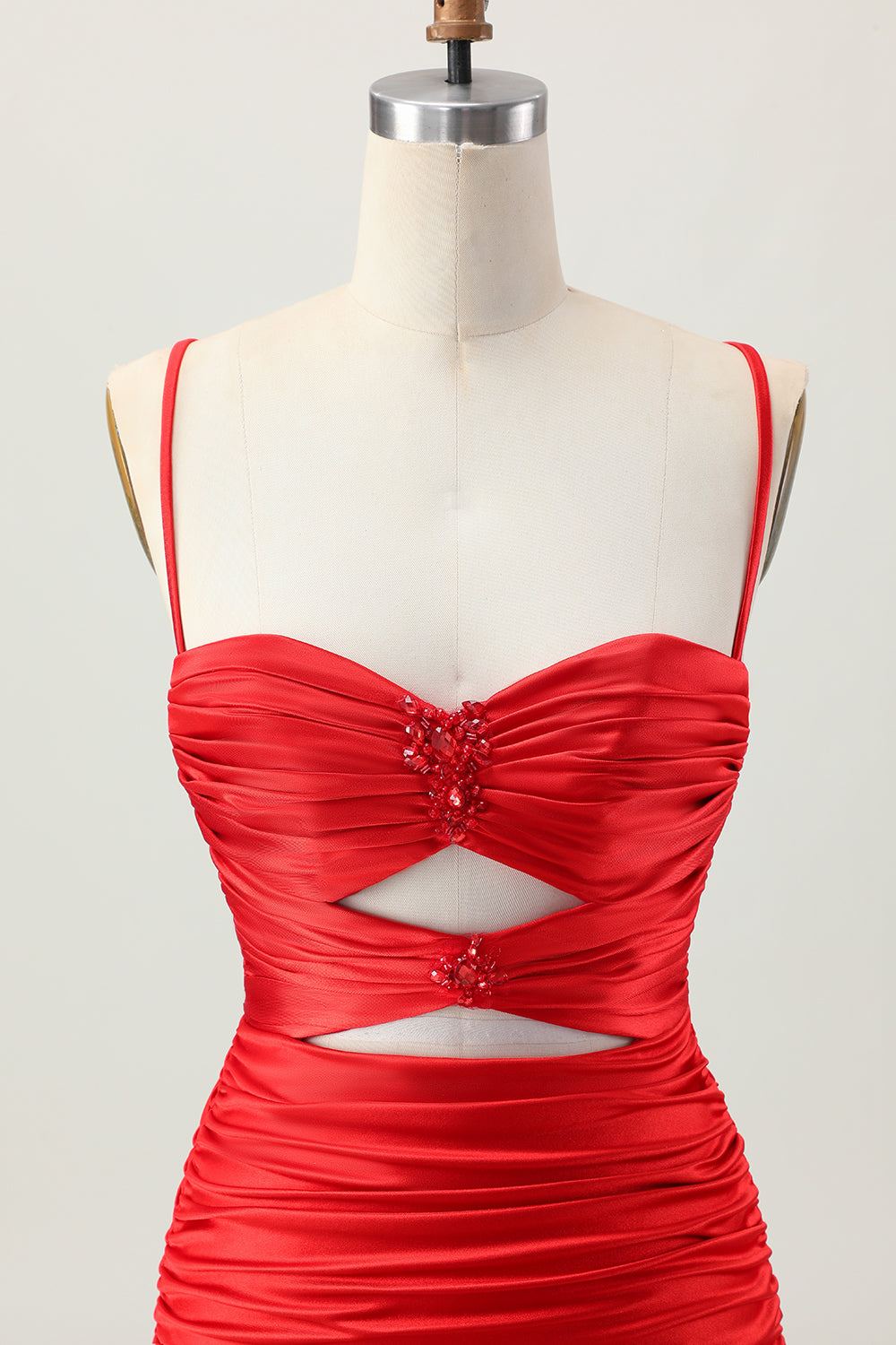 Dark Khaki Ruched Cut-Out Tight Mini Homecoming Dress with Lace Up Back