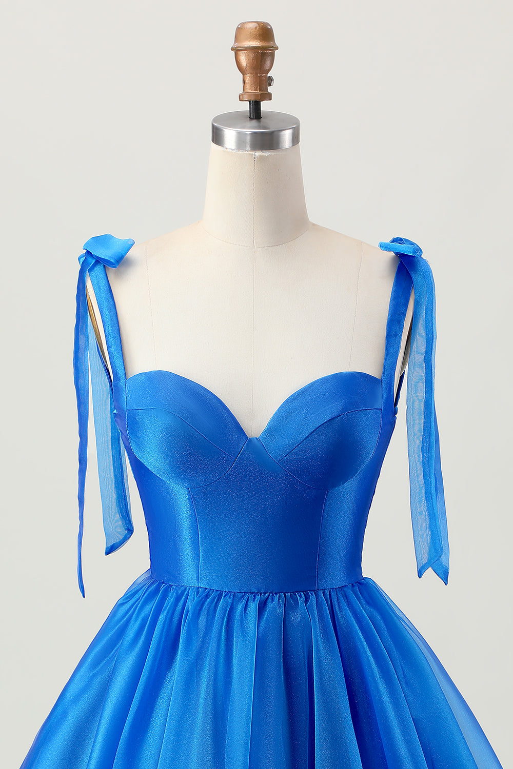 A Line Royal Blue Spaghetti Straps Ruffled Homecoming Dress