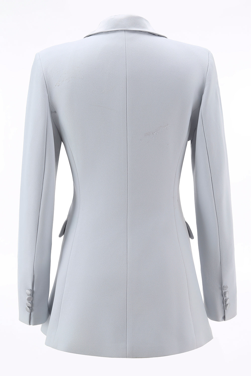 Silver 2 Piece Peak Lapel Double Breasted Slim Fit Women's Suit