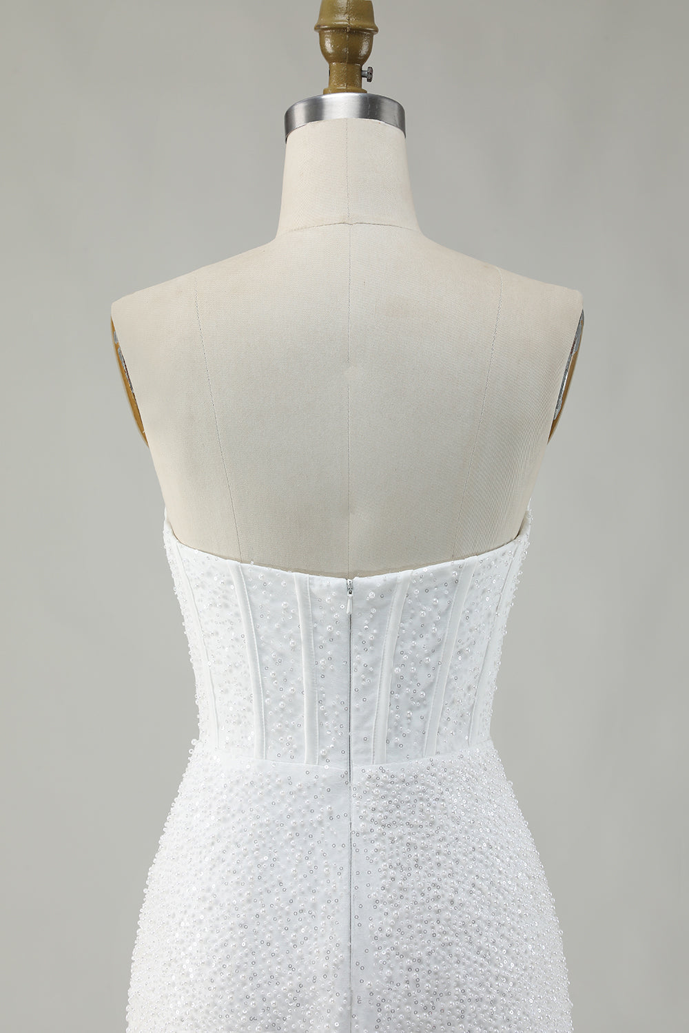 White Strapless Corset Short Bodycon Homecoming Dress with Sequins