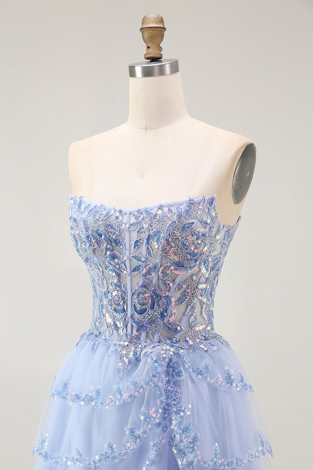 Larvender Strapless Tiered A Line Homecoming Dress