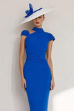 Royal Blue Halter Sheath Chiffon Mother of the Bride Dress