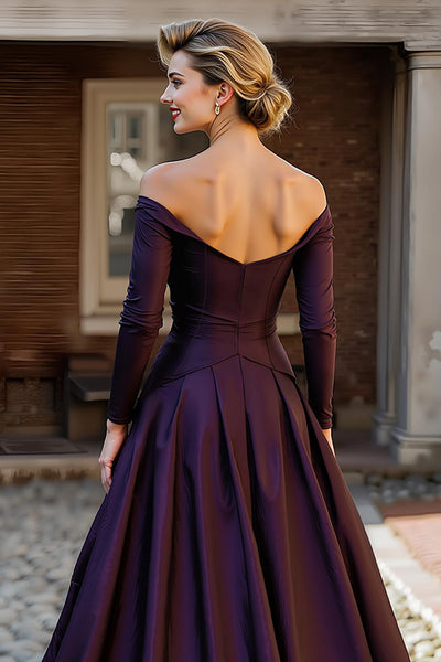 Zapaka Women Plum Taffeta Long Sleeves Mother of the Bride Dress with Pockets Off the Shoulder Ruched A Line Wedding Guest Dress, Dark Green / US20W Zapaka Women Plum Taffeta Long Sleeves Mother of the Bride Dress with Pockets Off the Shoulder Ruched A Line Wedding Guest Dress, Dark Green / US20W