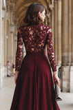 A-Line Cabernet Lace Applique Chiffon Mother of the Bride Dress