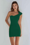 Simple One Shoulder Bodycon Little White Dress
