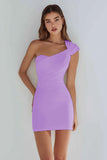 Simple One Shoulder Bodycon Little White Dress