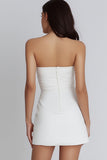 Strapless Bodycon Ruched Little White Dress