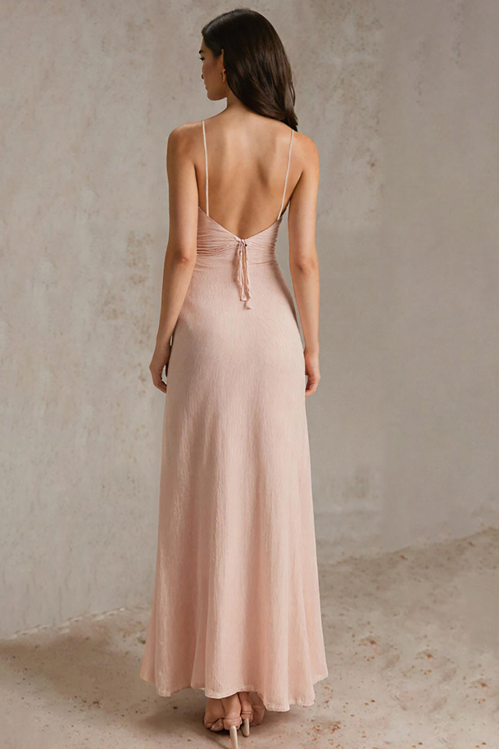 Pink Spaghetti Straps Sheath Formal Dress