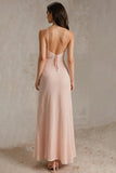 Pink Spaghetti Straps Sheath Formal Dress