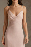 Pink Spaghetti Straps Sheath Formal Dress