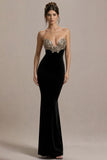 Sparkly Strapless Black Mermaid Evening Dress