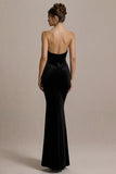 Sparkly Strapless Black Mermaid Evening Dress