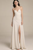 Strapless Ivory Backless Evening Dress with Slit
