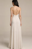Strapless Ivory Backless Evening Dress with Slit