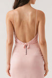 Pink Spaghetti Straps Sheath Evening Dress