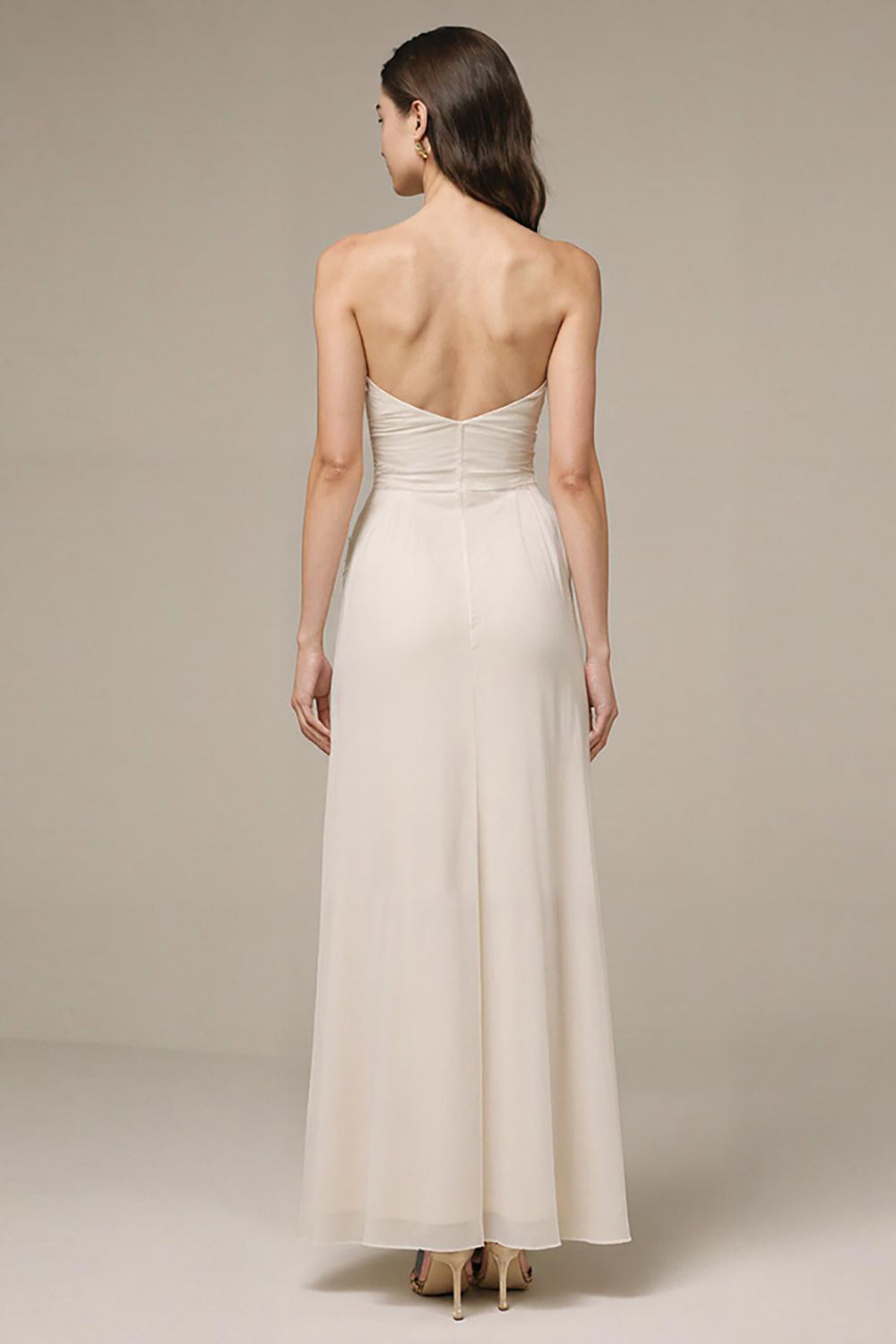Strapless Ivory Sheath Evening Dress