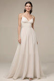 Ivory Spaghetti Straps A Line Evening Dress