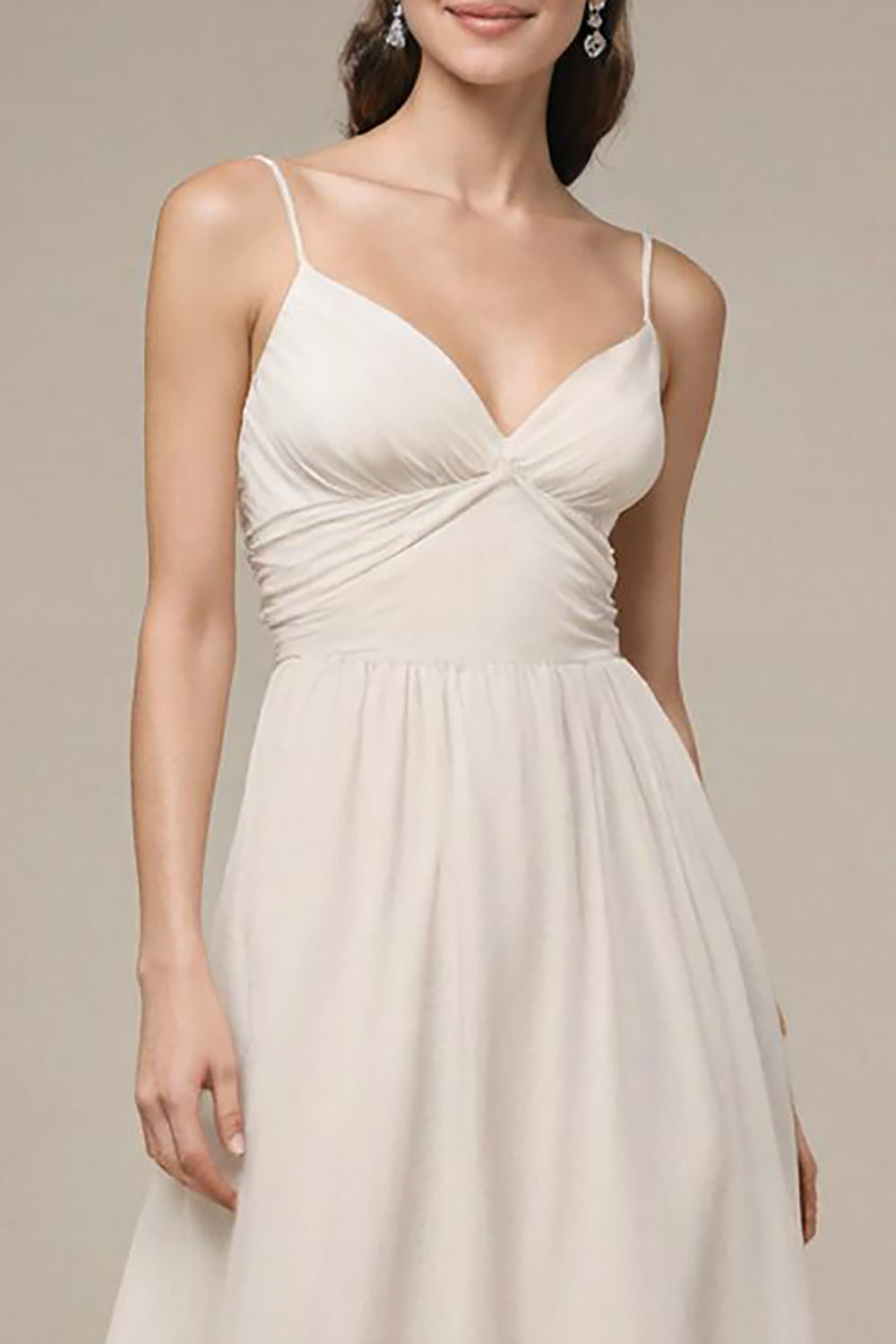 Ivory Spaghetti Straps A Line Evening Dress