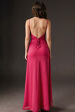 Watermelon Spaghetti Straps Long Evening Dress