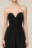 Strapless A Line Black Long Evening Dress