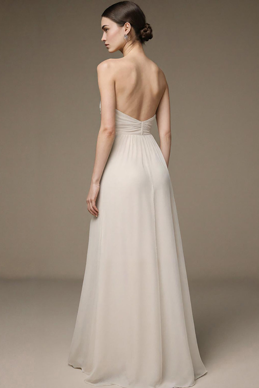 Strapless A Line Ivory Long Evening Dress