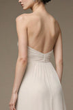 Strapless A Line Ivory Long Evening Dress