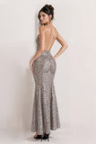 Strapless Mermaid Silver Long Evening Dress