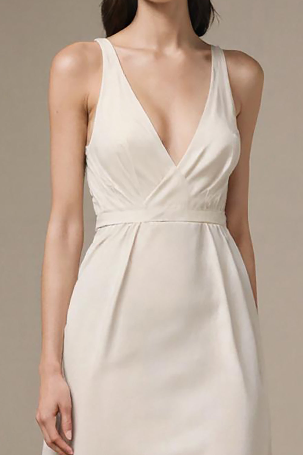 Ivory A Line V Neck Long Evening Dress