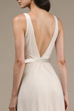Ivory A Line V Neck Long Evening Dress