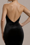 Black Mermaid Strapless Velvet Long Evening Dress