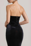 Black Mermaid Strapless Evening Dress with Slit