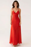 Burunt Orange Spaghetti Straps A Line Evening Dress